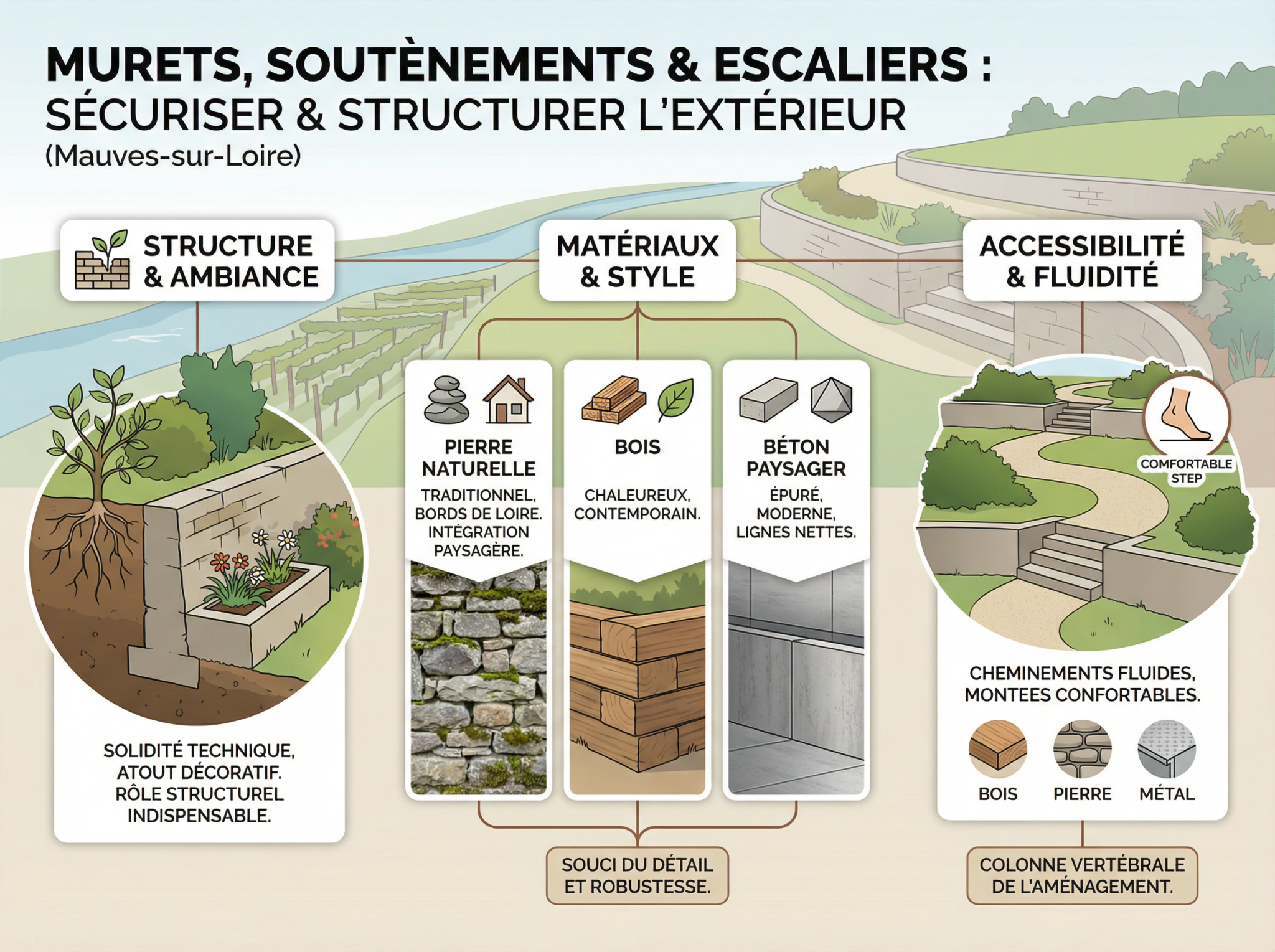 Murets, soutènements et escaliers : sécuriser et structurer votre extérieur